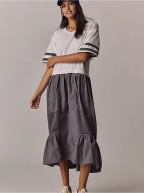 Anthropologie Daily Practice Striped Print Maxi Shirt Dress